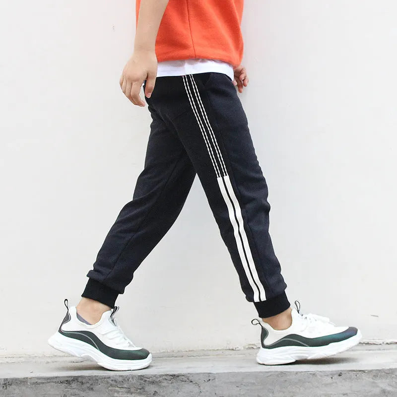 CUHK Kids' cotton mosquito pants in yellow grey and black with elastic waist for children