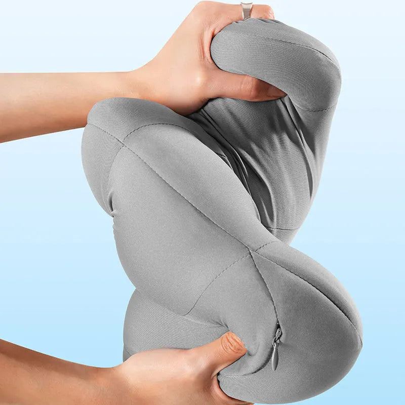 Grey and orange car head pillow and lumbar pillow set with memory cotton filling for suspension bin vehicles