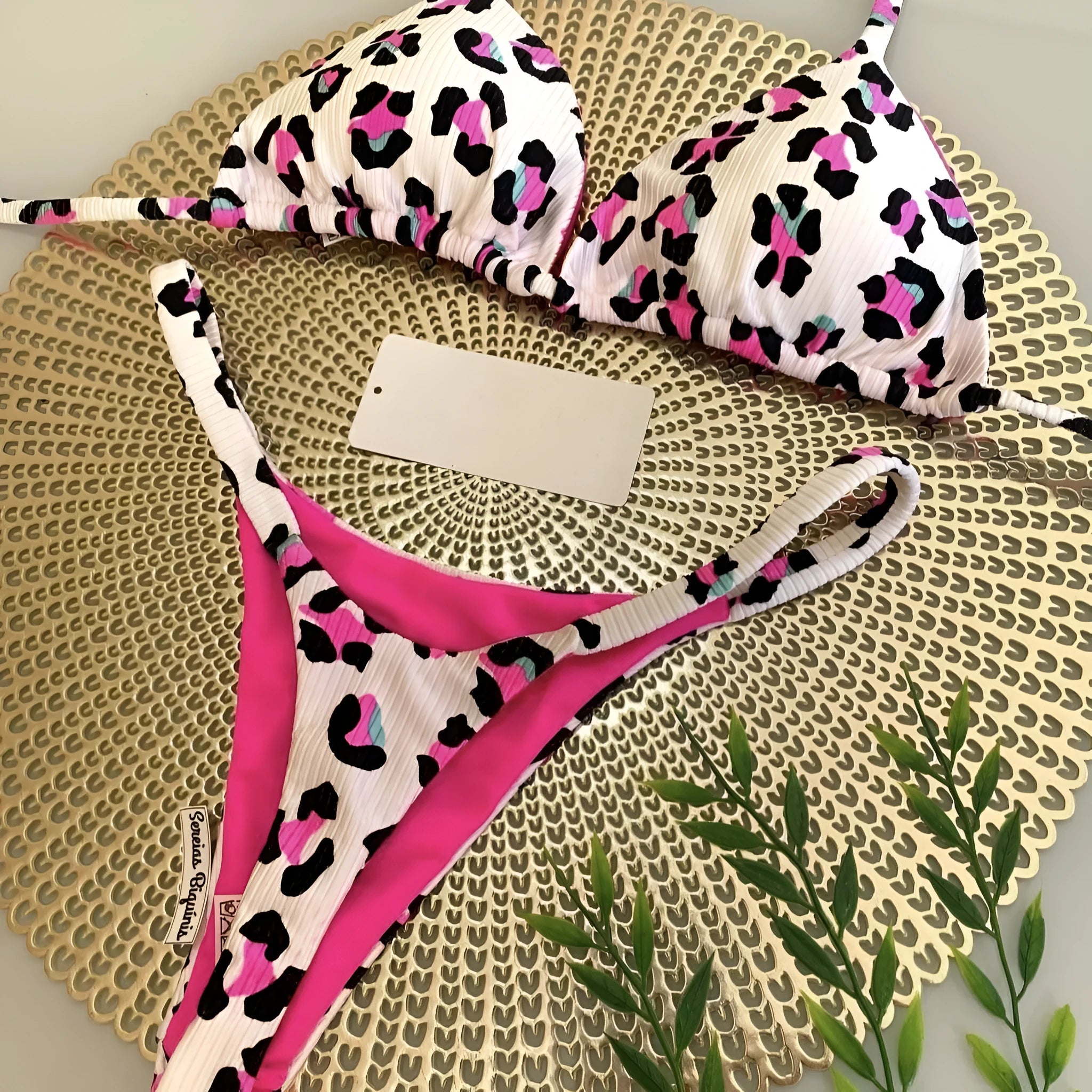 Women's printed bikini swimsuit with briefs style and cotton lining, shown in colour RT2110.