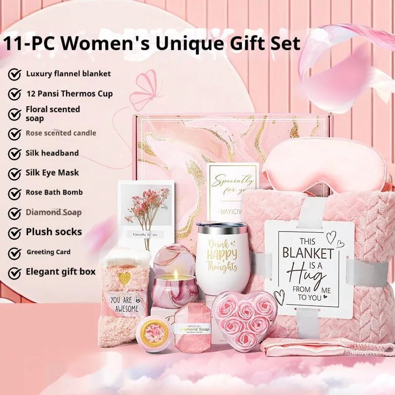 Aromatherapy candle soap bath gift set in modern style, plastic packaging, size 27x23x13cm.