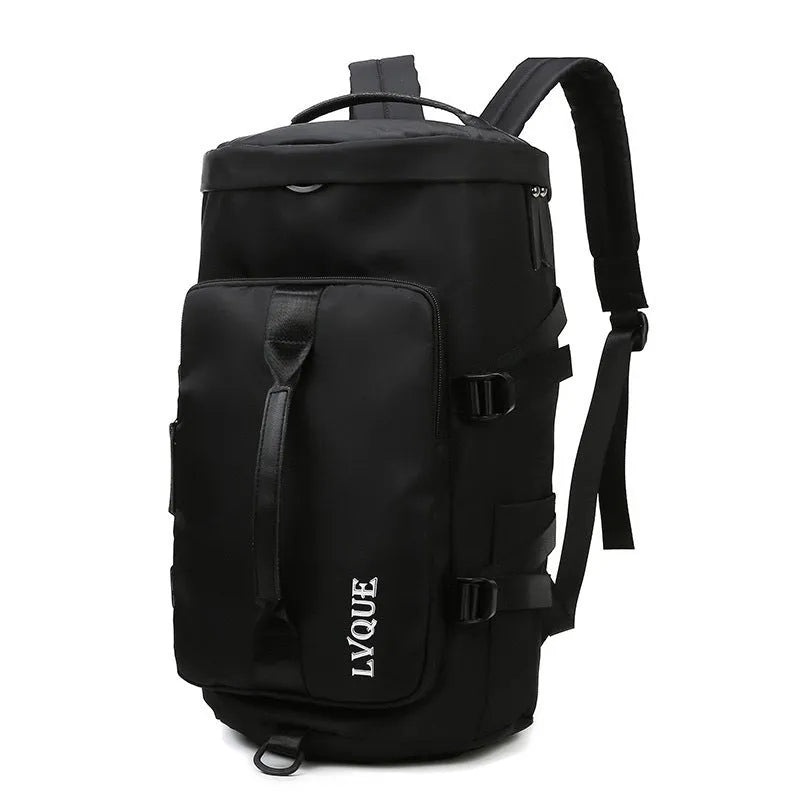 Waterproof nylon gym backpack with theft-proof combination lock and separate shoe compartment in multiple colour options.