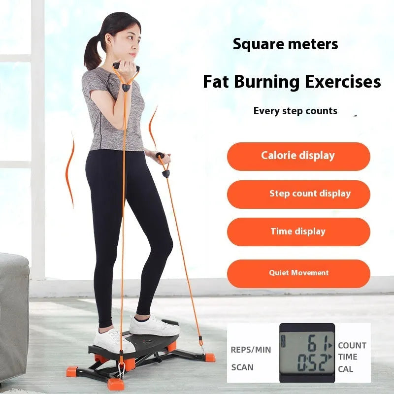 Black mini fitness skiing machine JS101A with elastic hand straps, compact home exercise equipment