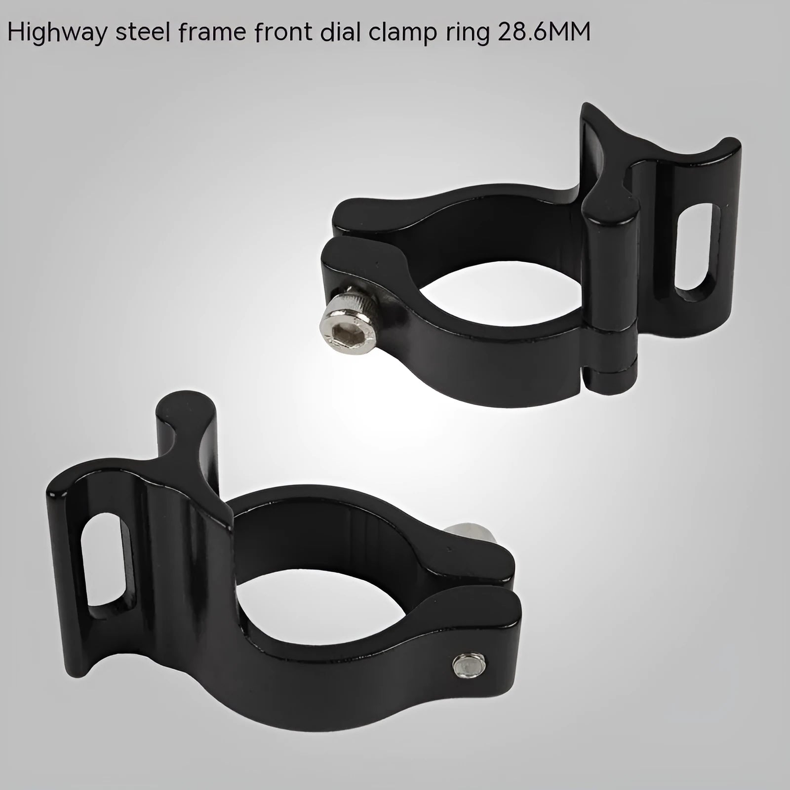 Black aluminium alloy vehicle clamp ring with a 28.6mm internal diameter