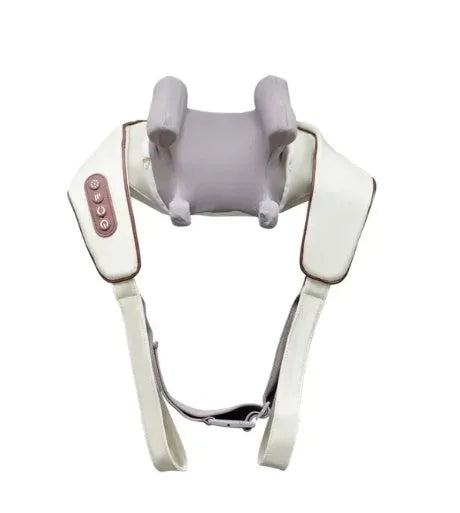 Creamy white rechargeable shoulder and neck massager with infrared therapy function