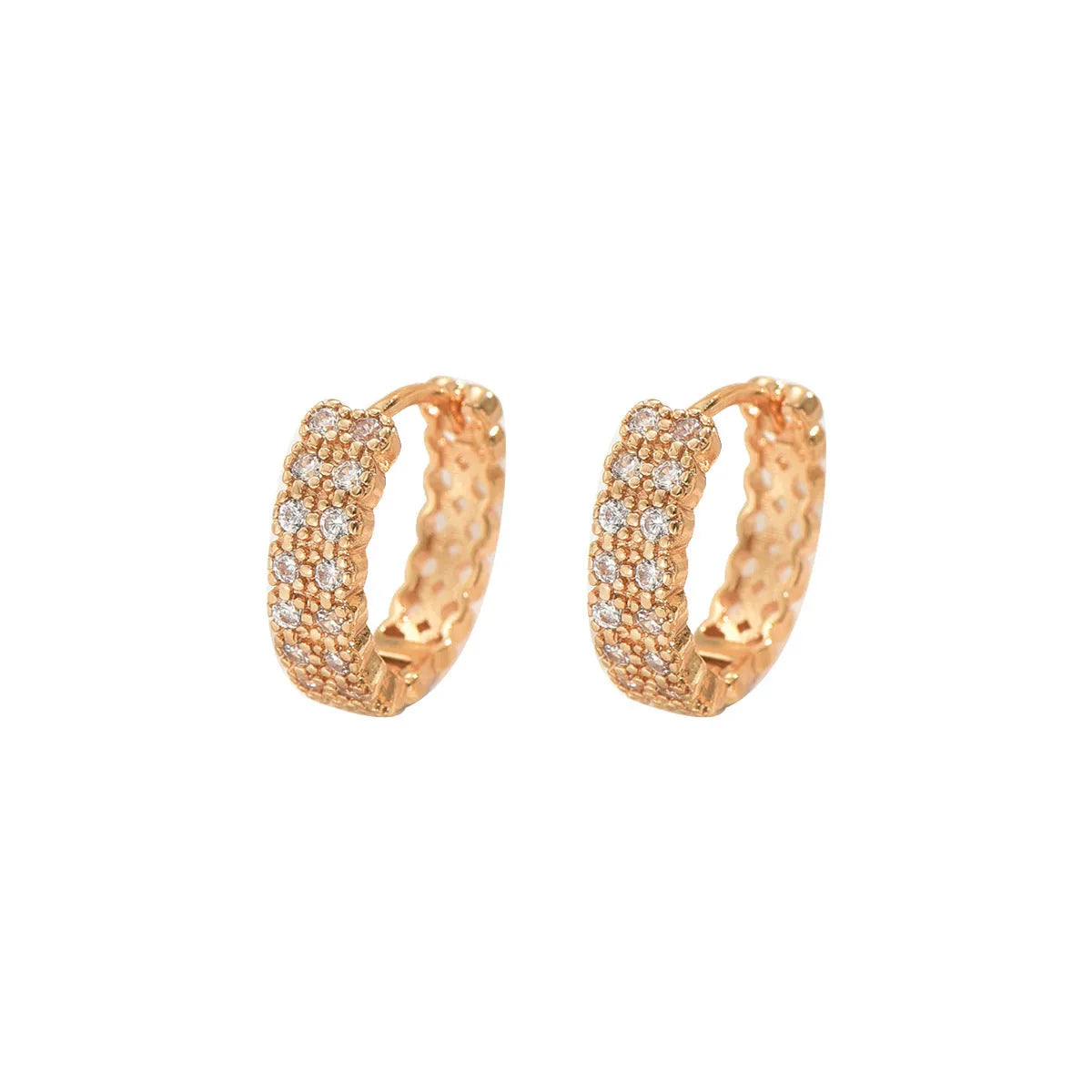 Women's geometry pattern copper alloy ear studs with round dot ring design