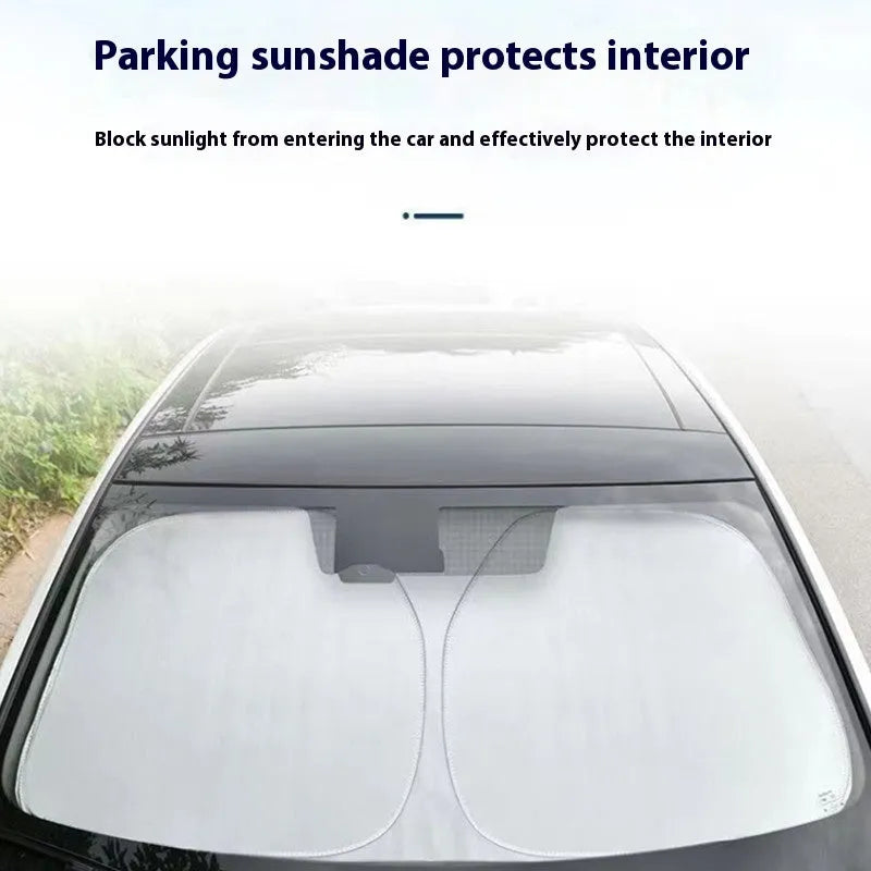 Aluminium foil car windscreen sunshade in titanium silver colour