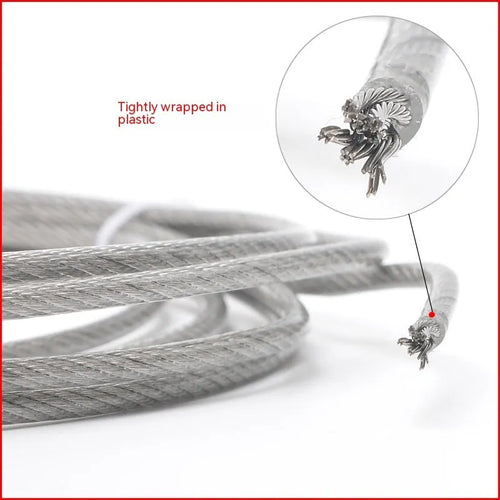 304 stainless steel invisible anti-theft wire rope cable on white background showing multi-strand construction