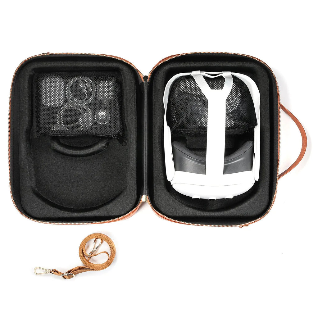 Black superfiber MR glasses storage box showing internal compartment for head-mounted equipment