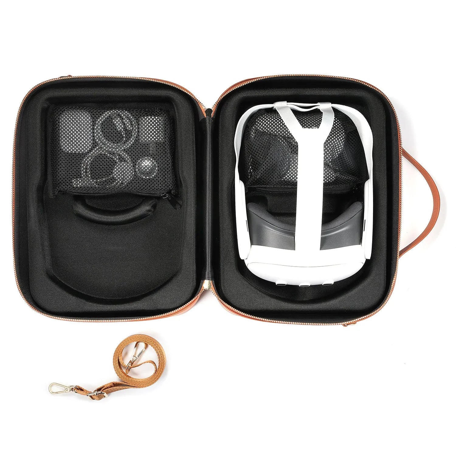 Black superfiber MR glasses storage box showing internal compartment for head-mounted equipment