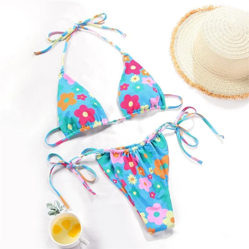 Women's polka dot print split swimsuit bikini available in multiple colours and patterns