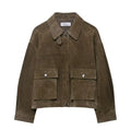 Women's PU jacket in Japanese Korean casual style with medium thickness construction