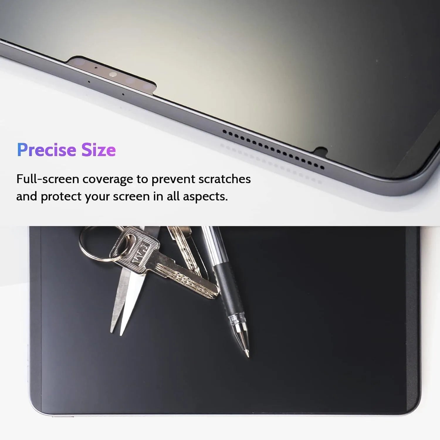 Magnetic anti peeping film for iPad with paper-like texture and optional storage clip on packaging colour card