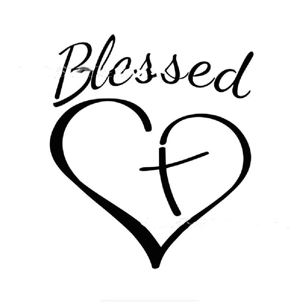 Black Faith Hope Love quote inside a heart shape on a white 14x11.5 cm vinyl sticker.