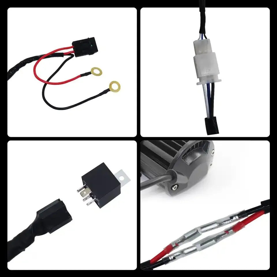 One drag two 2 metre silicone automotive LED work light wiring harness with connectors