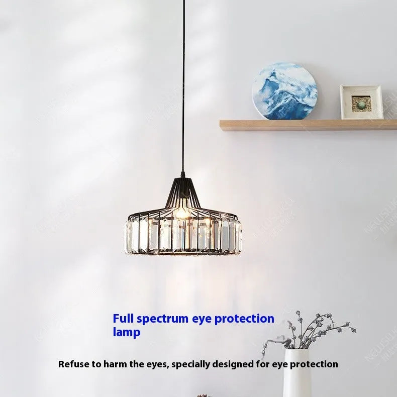 Crystal sun lamp chandelier with LED full spectrum lighting in black or gold finish