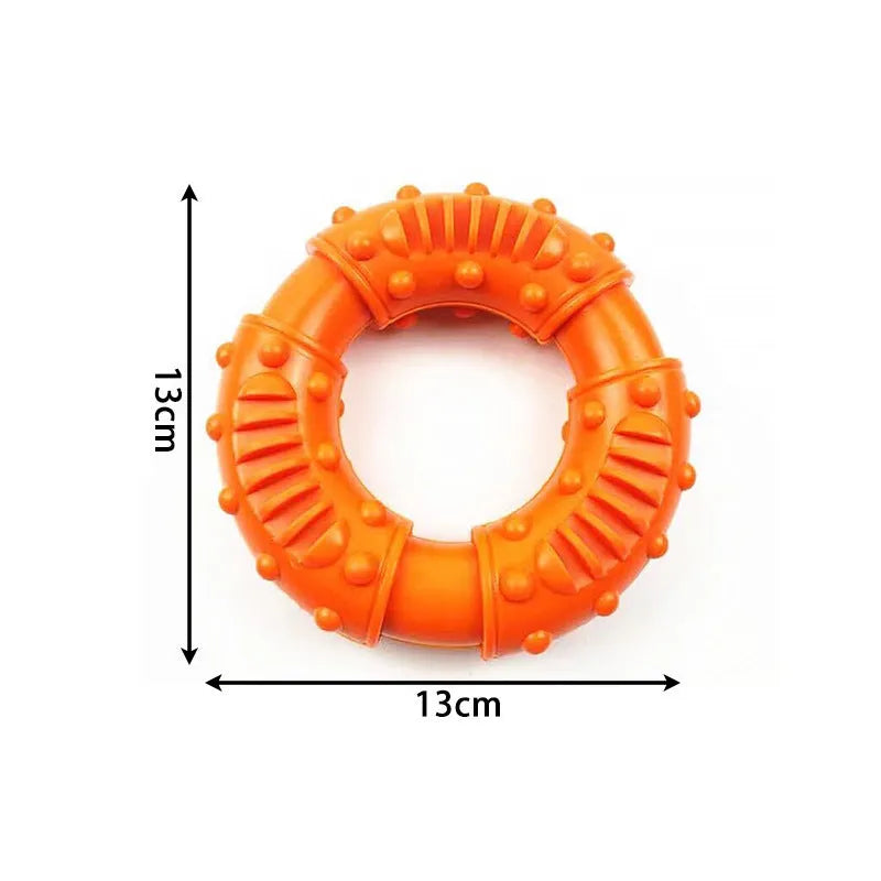 Blue orange red dog fetching stick toy with hollow centre for safe chew and fetch games