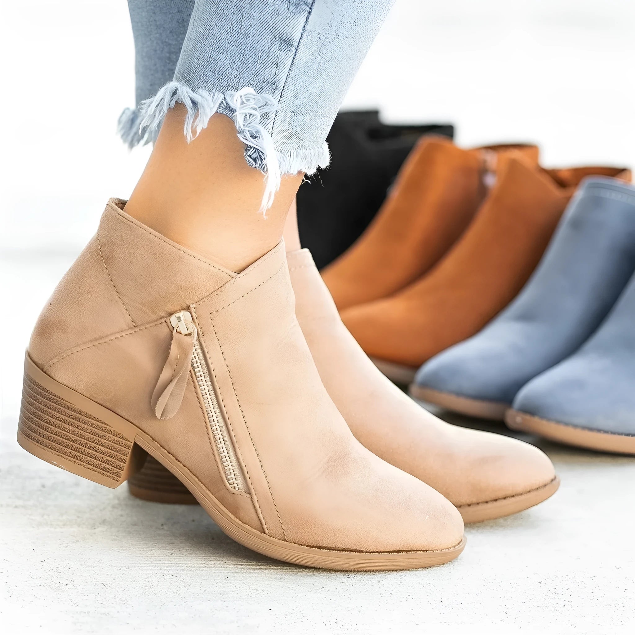 Women's Dr Martens suede boots with side zip and chunky heel in multiple colour options