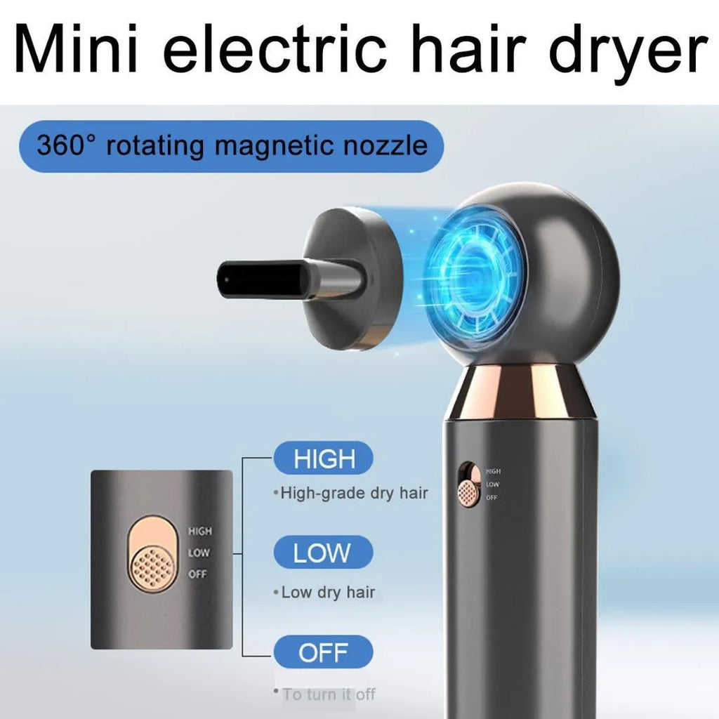 Compact white hair dryer with diffuser attachment on a table