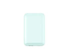 Magnetic wireless power bank in black blue green pink white colours showing 5000mAh capacity