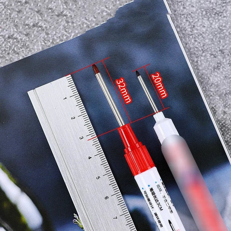Black, red, blue, and green quick-dry waterproof oil markers for woodworking, 15.2 cm long.