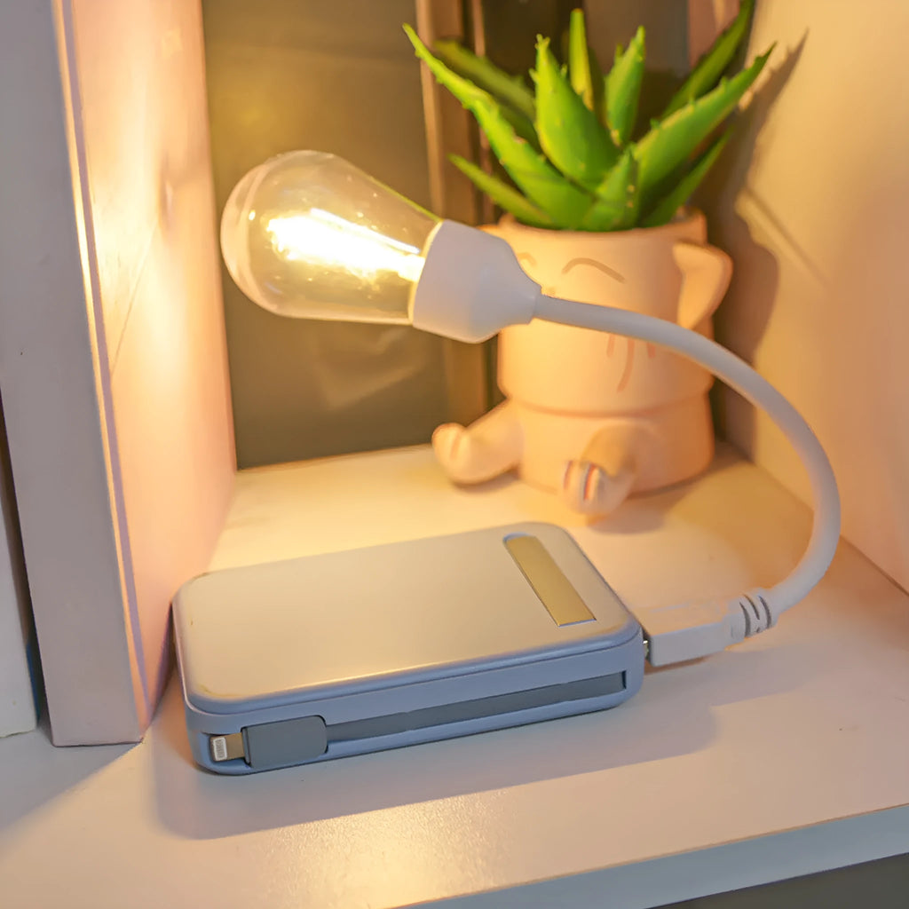 USB rechargeable folding tungsten night light showing compact storage design