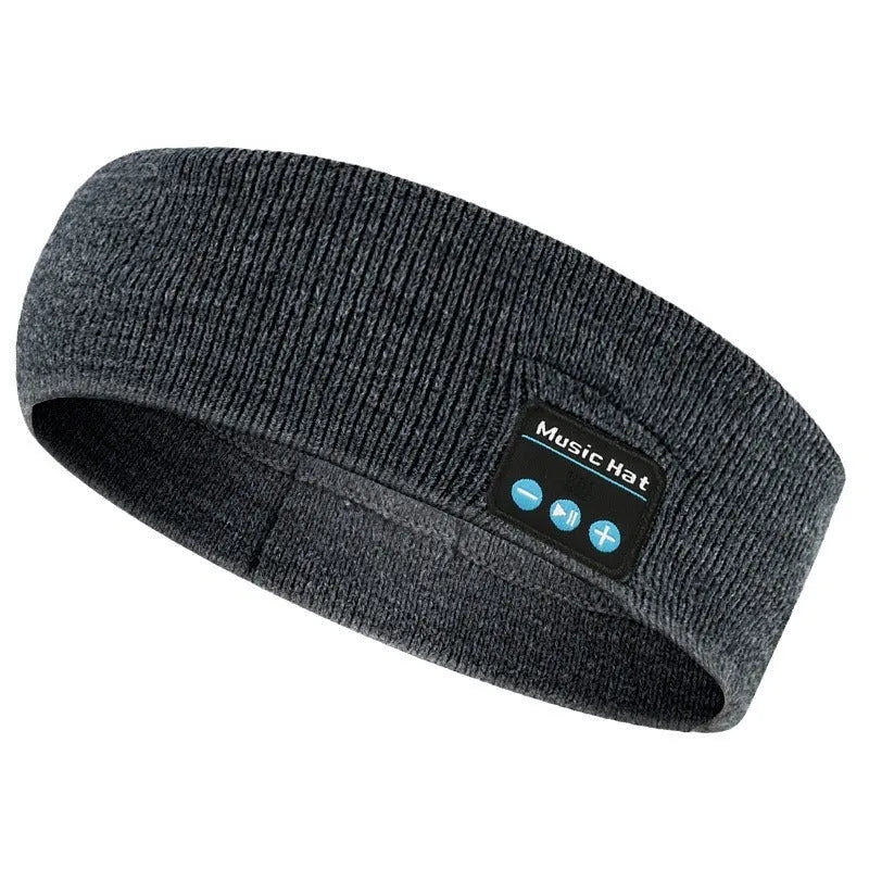 Bluetooth sports headband in black colour with removable washable fabric and wireless audio functionality
