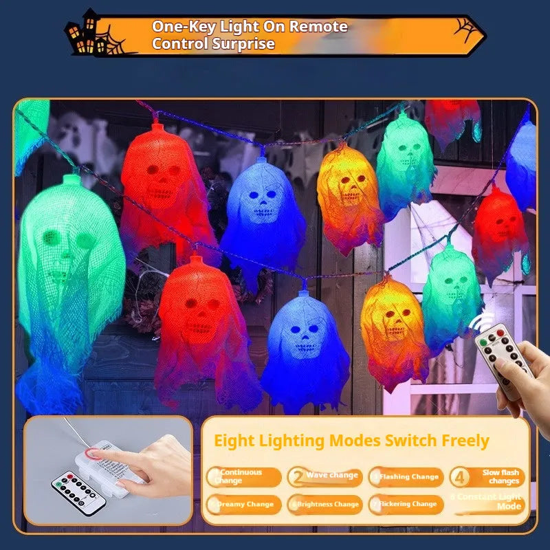Halloween battery-powered coloured LED string lights for indoor wall decoration in 1.5m or 2.5m lengths