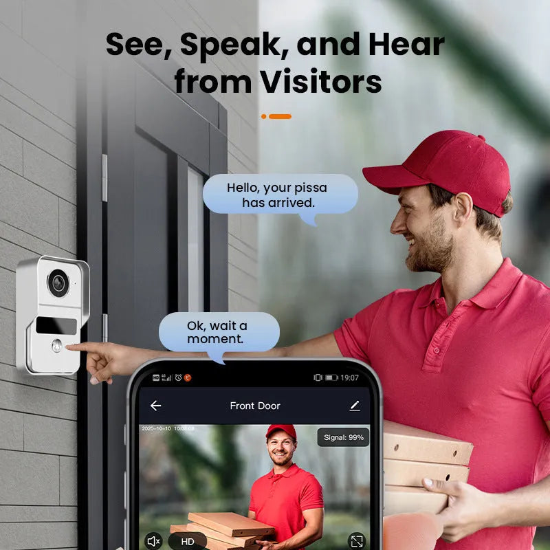 10-inch video intercom doorbell with outdoor camera unit and indoor display monitor