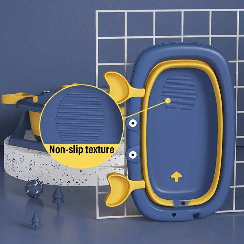 Foldable portable pet tub in blue or orange for cats and small dogs under 20 pounds