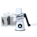 Blue multi-function kitchen vegetable chopper with suction cup base on countertop.