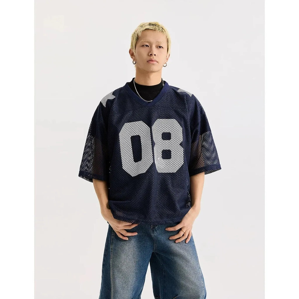 Half sleeve pullover shirt in loose fit with letter pattern, black and navy blue colour options