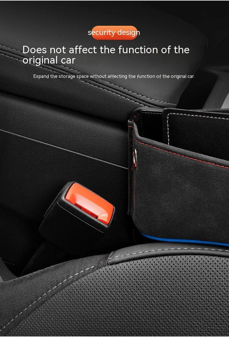 Leather car seat storage box in suede finish with waterproof and pressure-resistant features