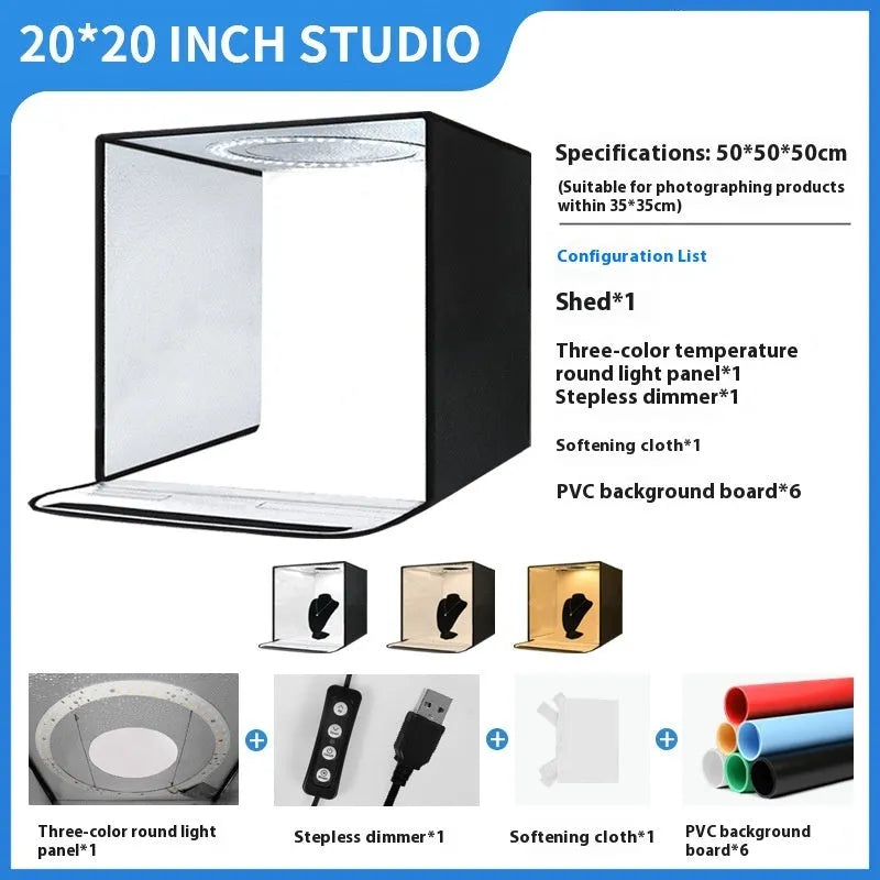 50cm studio light box with metal frame and USB plug for product photography