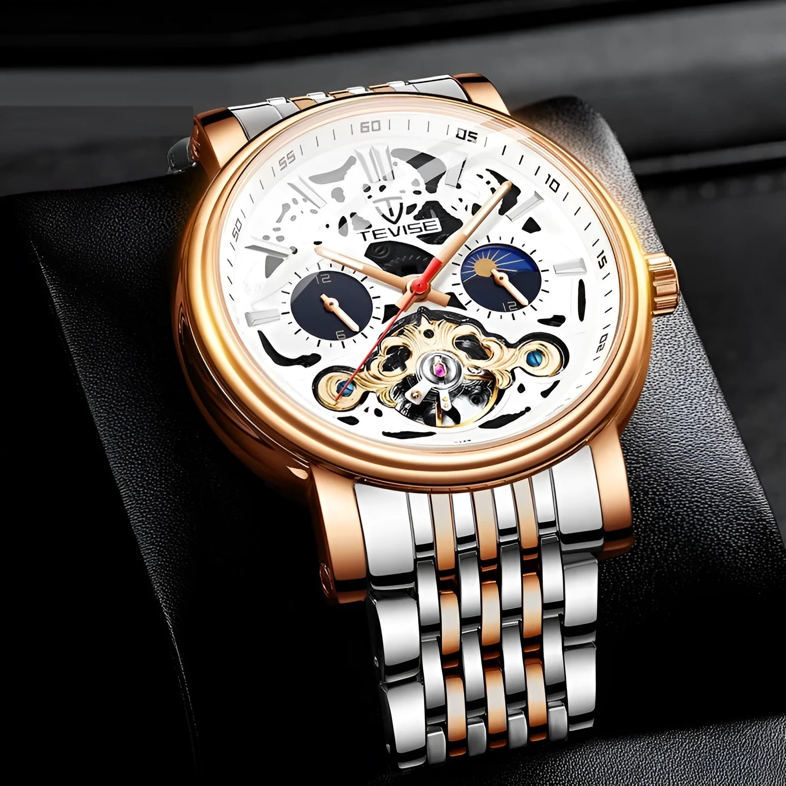 Men's tourbillon mechanical watch with luminous hands, waterproof, 16.5mm thickness