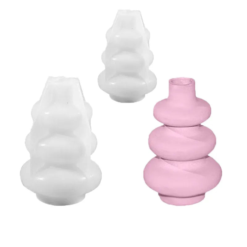 Silicone vase mould with three-layer circle design and irregular shape