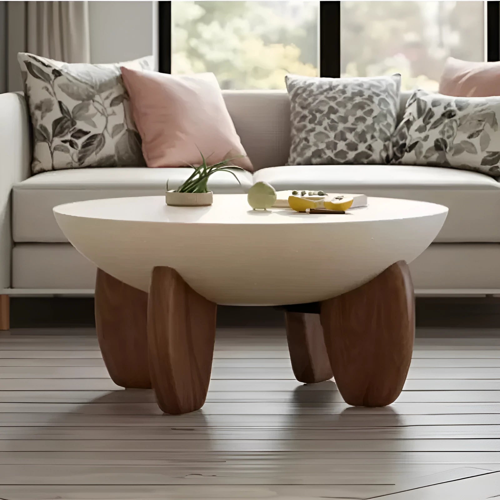 White solid wood coffee table with storage compartment and height adjustment mechanism