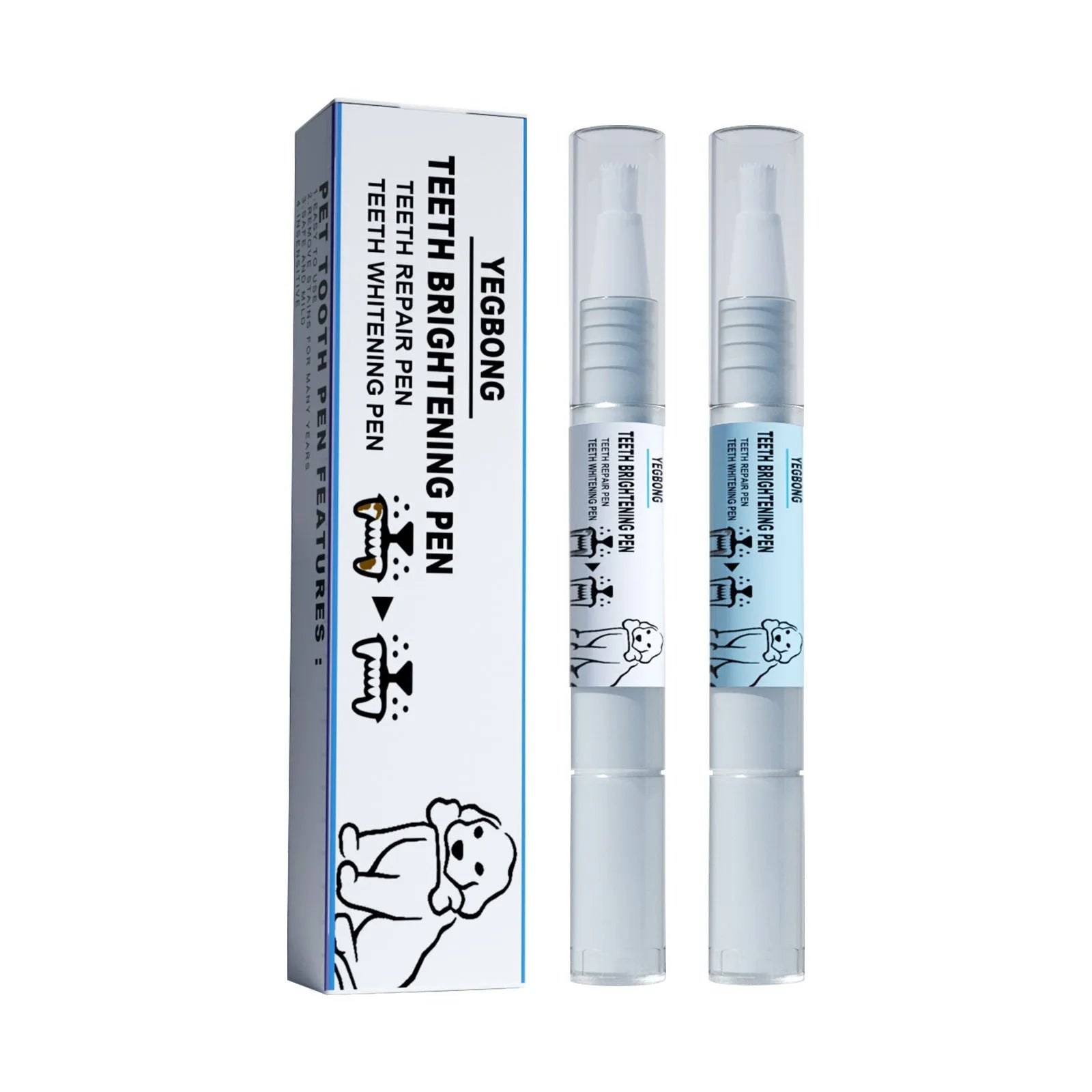 Pet teeth whitening pen with dental brushes for dogs and cats oral care