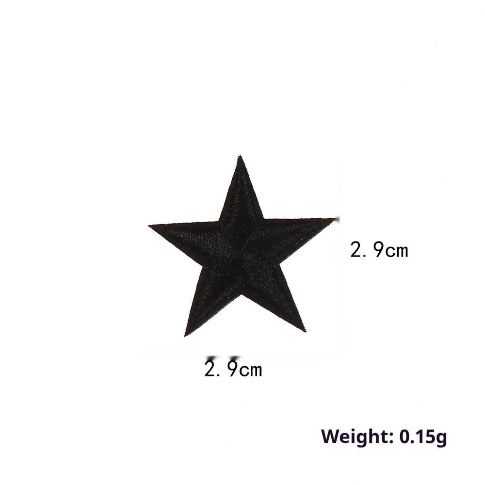 Colourful five-pointed star cloth embroidery labels for DIY clothing decoration and craft projects