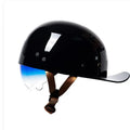Men's retro electric bicycle helmet with bright black colour and gradient blue lens