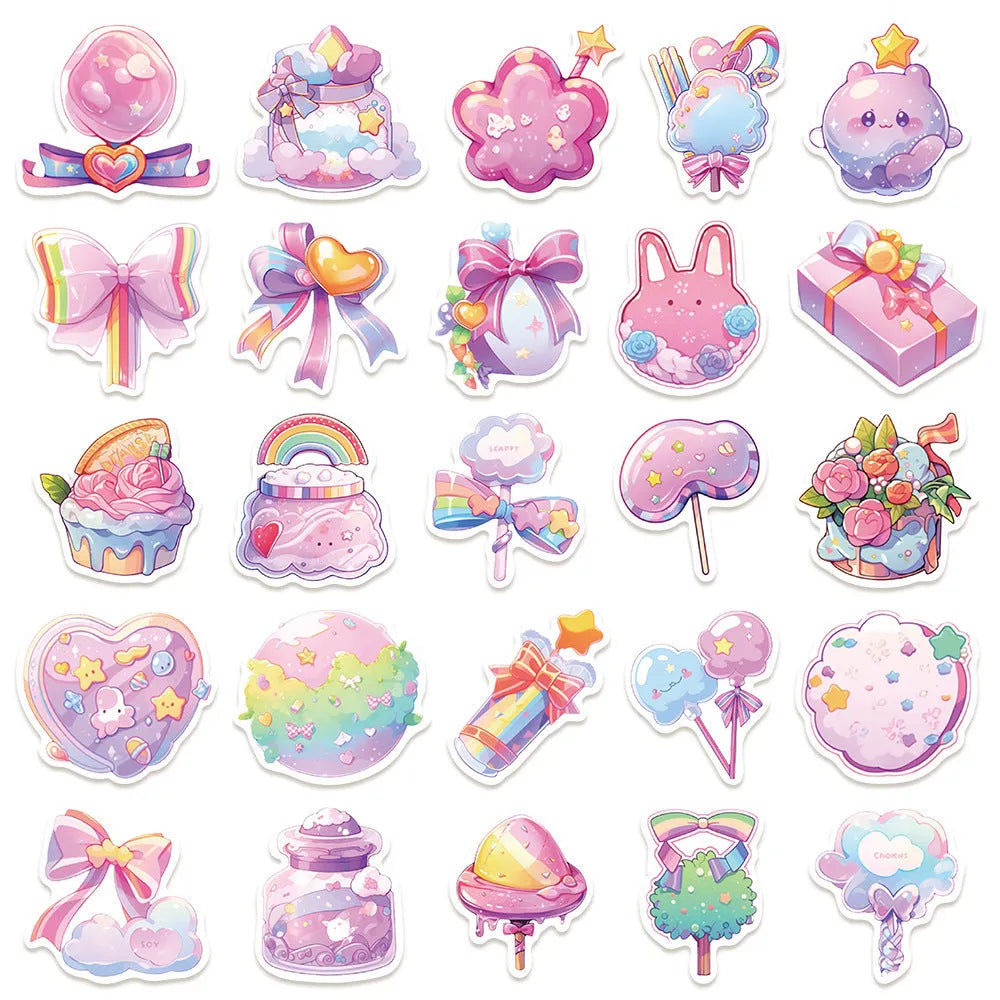 Cute candy small items decorative waterproof stickers for hand account books, sizes 4-7 cm