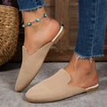 Mesh sandals with round toe slip-on design in candy colours showing cloth upper and flat rubber sole