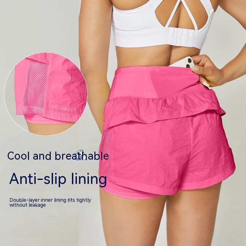 Women's cotton blend quick-drying fitness shorts in loose casual style