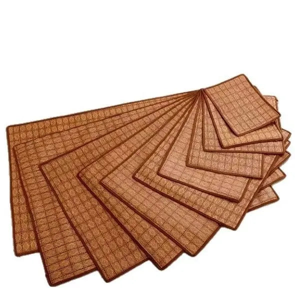 Brown woven rattan fibre dog cooling mat for summer use