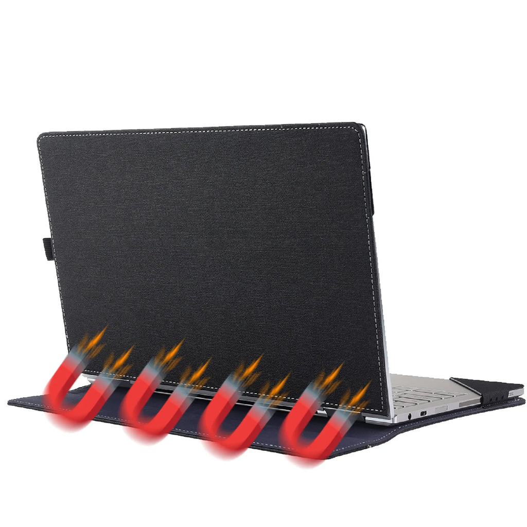 Black Chinese style imitation leather protective sleeve for Microsoft Surface Laptop 6 with bracket