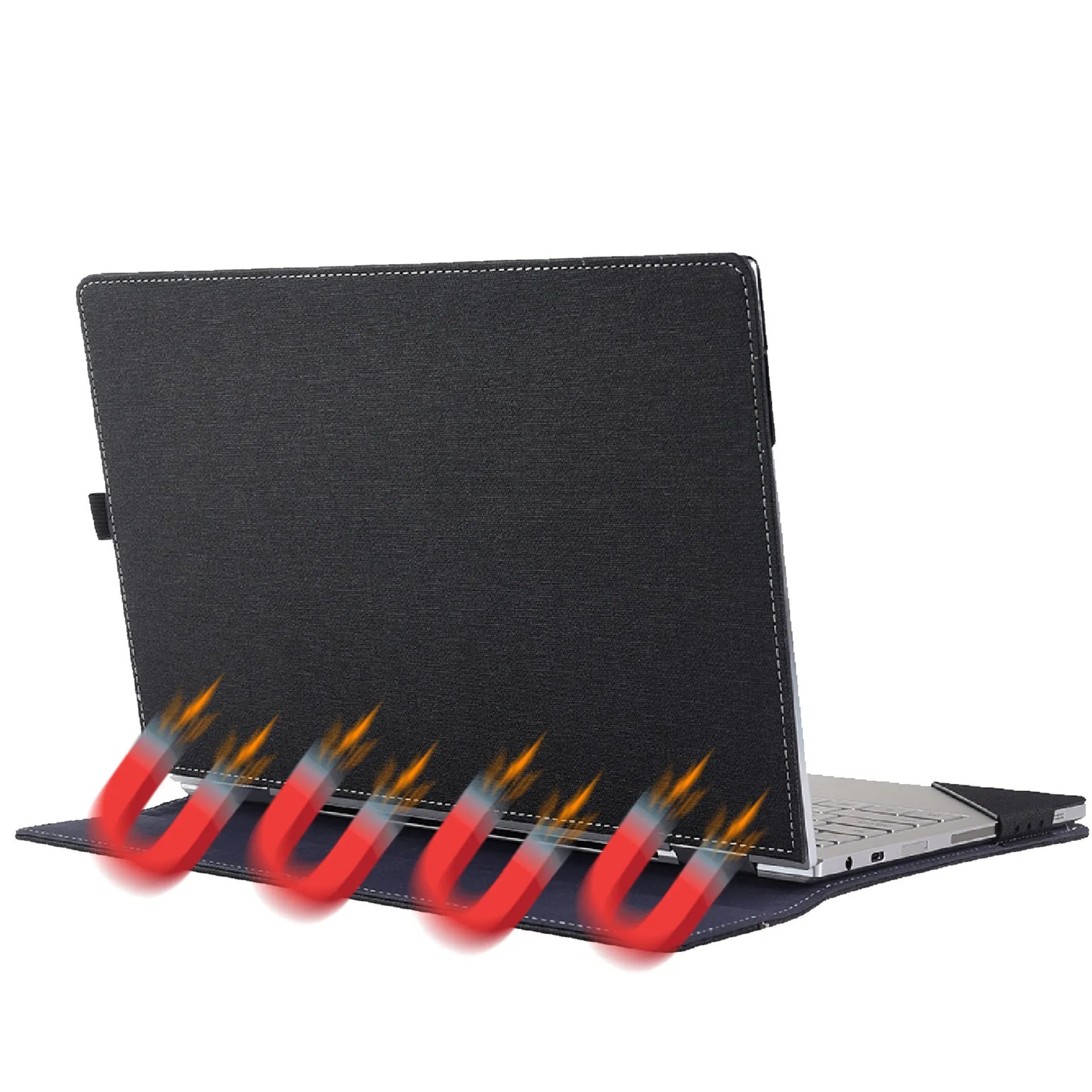 Black Chinese style imitation leather protective sleeve for Microsoft Surface Laptop 6 with bracket