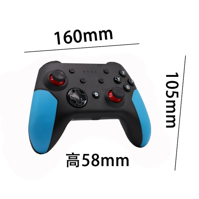 Switch Bluetooth gamepad controller in left blue right red colour scheme on grey background