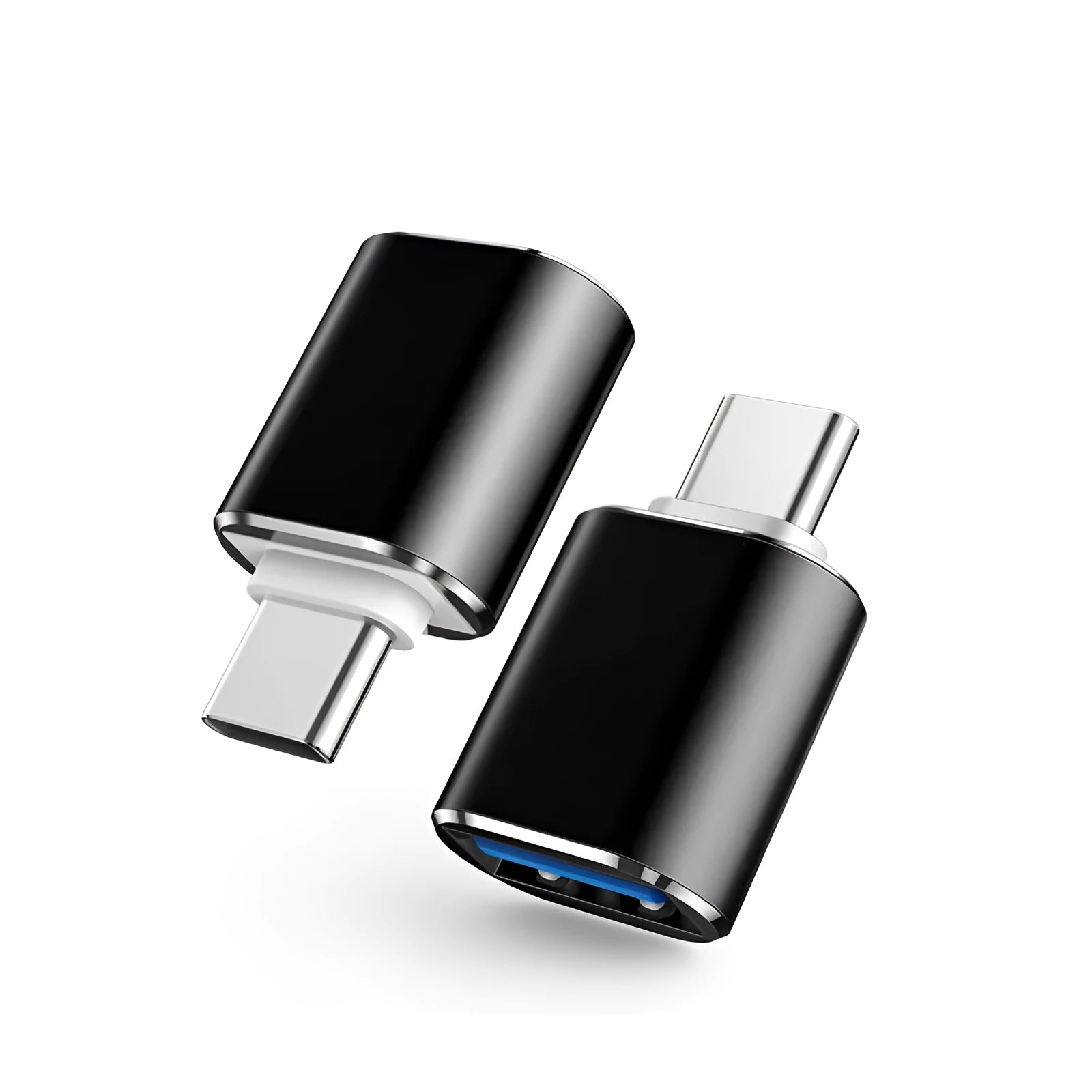 USB-C to USB-A adapter with OTG function, 3.6cm length, in black gold and silver options