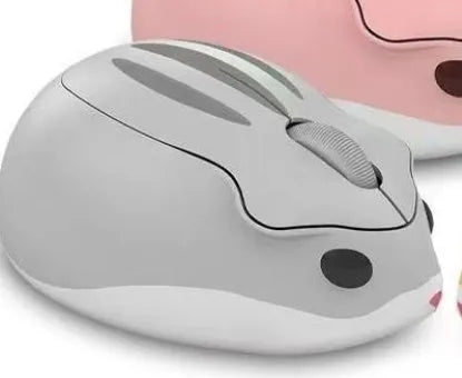 Hamster 109E wireless mute mouse in yellow pink and gray colors with Bluetooth connectivity