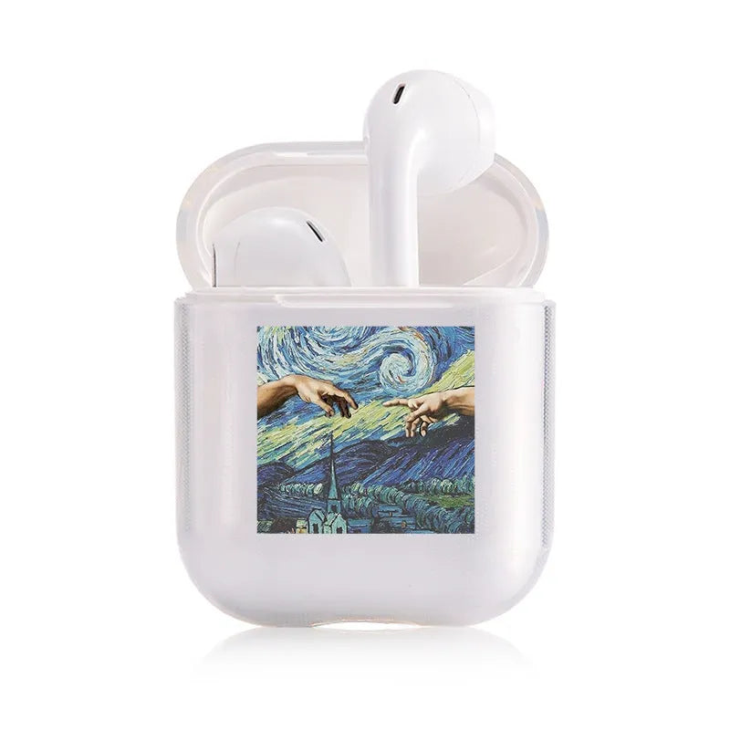 Transparent plastic protective case cover for Apple AirPods and AirPods Pro.