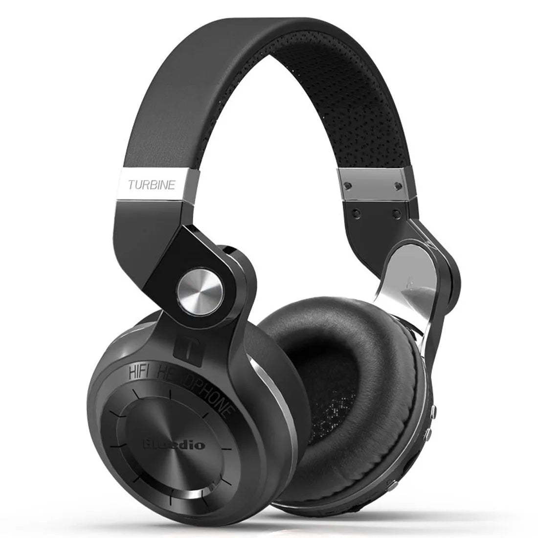 Wireless over-ear Bluetooth headset with card plug-in, shown in available colours: white, red, blue, black.